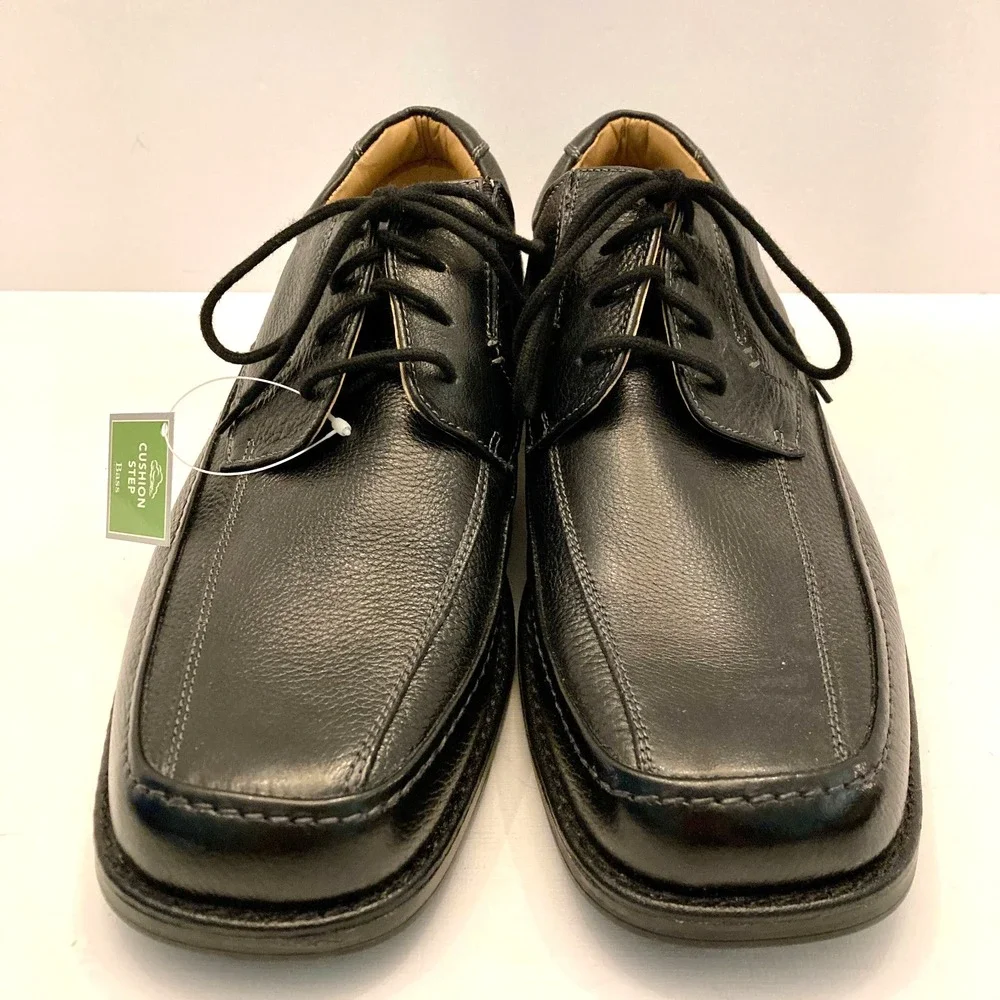 Bass Pebbled Leather Lace Up‎ Oxfords Black Cusion Step 